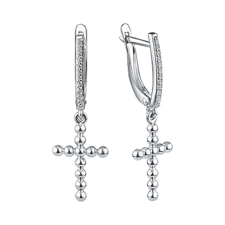 Серьги из серебра с фианитами