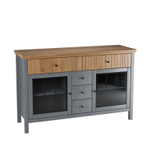 Тумба «Сканди» 2 стеклянные двери и ящики серый 7046/антик