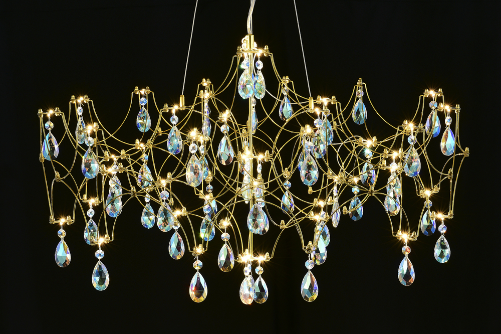 Подвесная люстра светодиодная с пультом и хрустальными подвесками K9 MyFar Ileria MR2653-57P-50СD