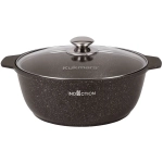 Кастрюля-жаровня 4л «Marble Induction»(кофейный мрамор) со стеклянной крышкой жмки41а