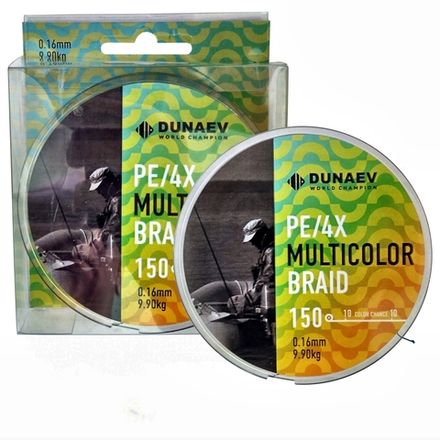 Шнур DUNAEV MULTICOLOR BRAID PE X4 150м 0,18мм