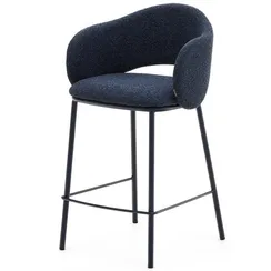 Полубарный стул Maina 65 см, синяя ткань, черные ножки