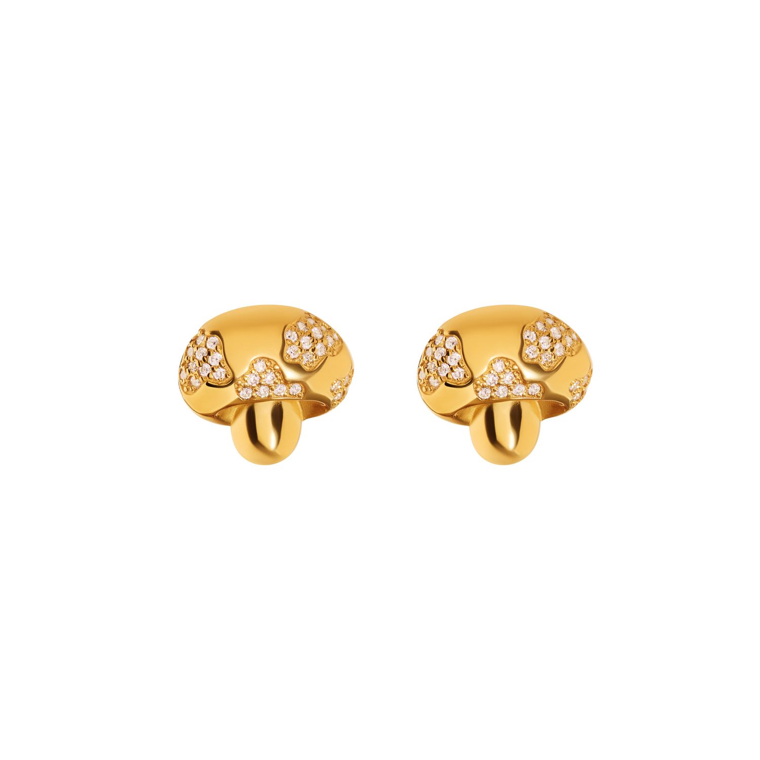 Серьги Gold Crystal Mushroom Earrings