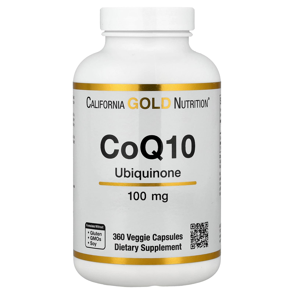 California Gold Nutrition, коэнзим Q10, убихинон класса USP, 100 мг, 360 растительных капсул