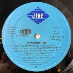Винтажная виниловая пластинка LP Samantha Fox (Germany 1987)