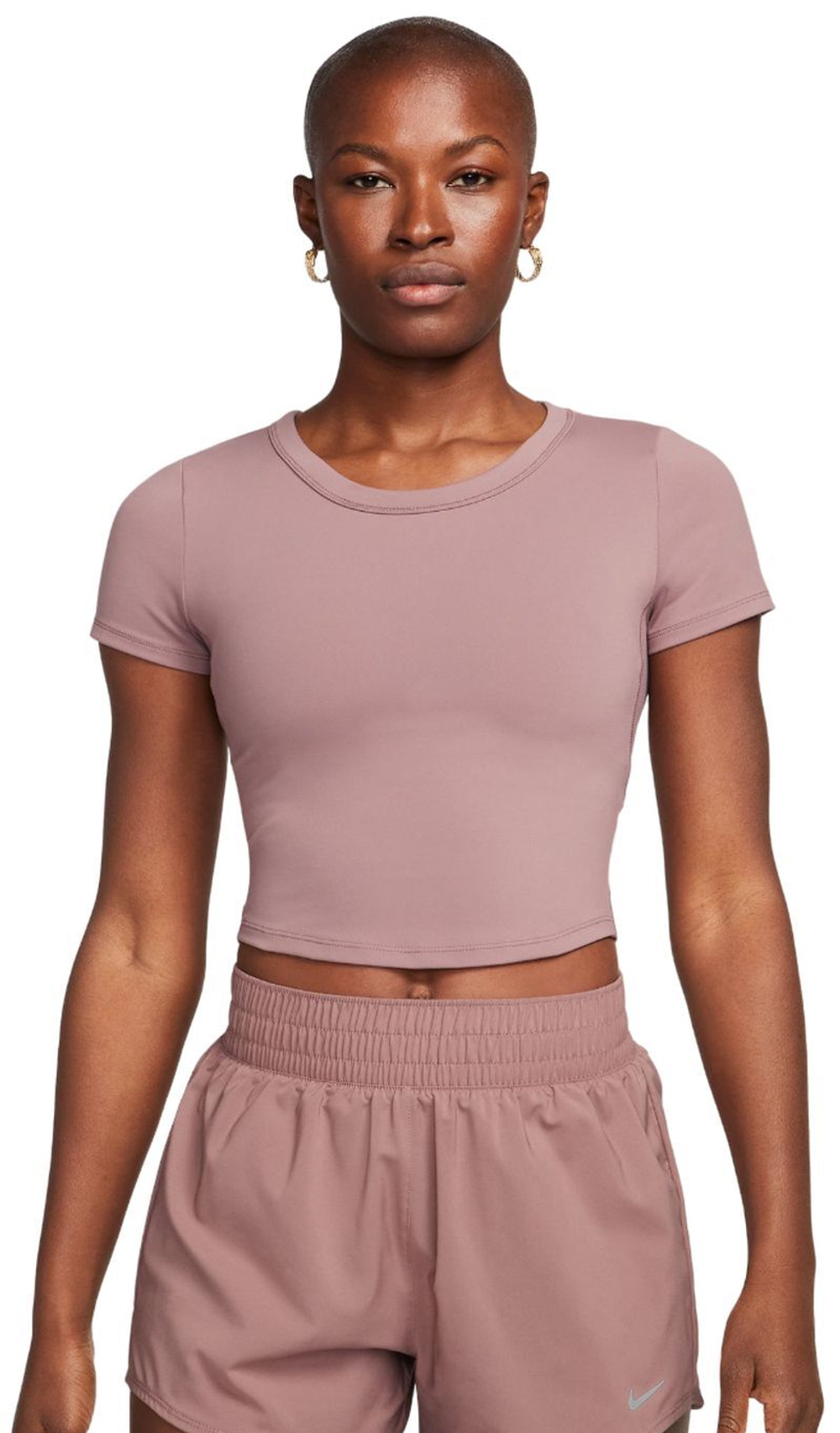 Женская теннисная футболка Nike One Fitted Dri-Fit Short Sleeve Top - smokey mauve/black