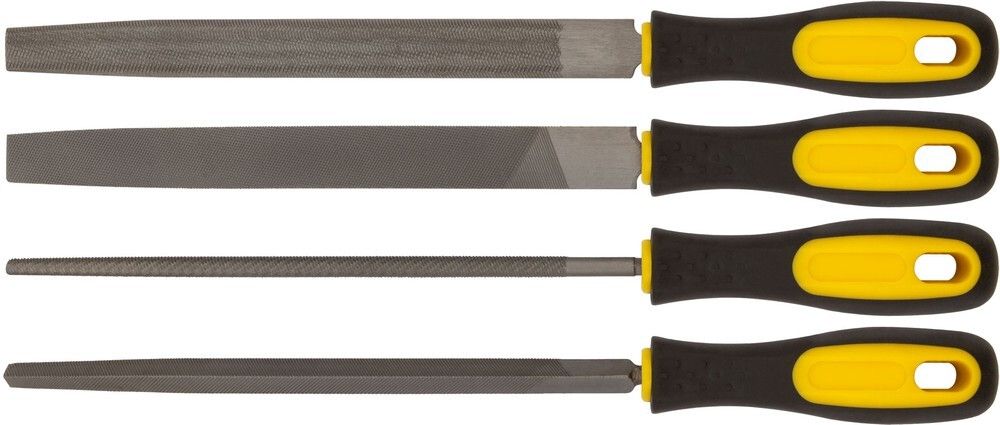 Напильники, прорезиненная ручка, набор 4шт. 200мм
