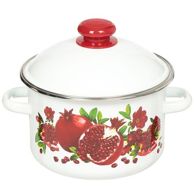 Кастрюля сталь, эмал, 3 л, с крыш, Сиб товары, Гранатовый сок, 1MD181M, индукц