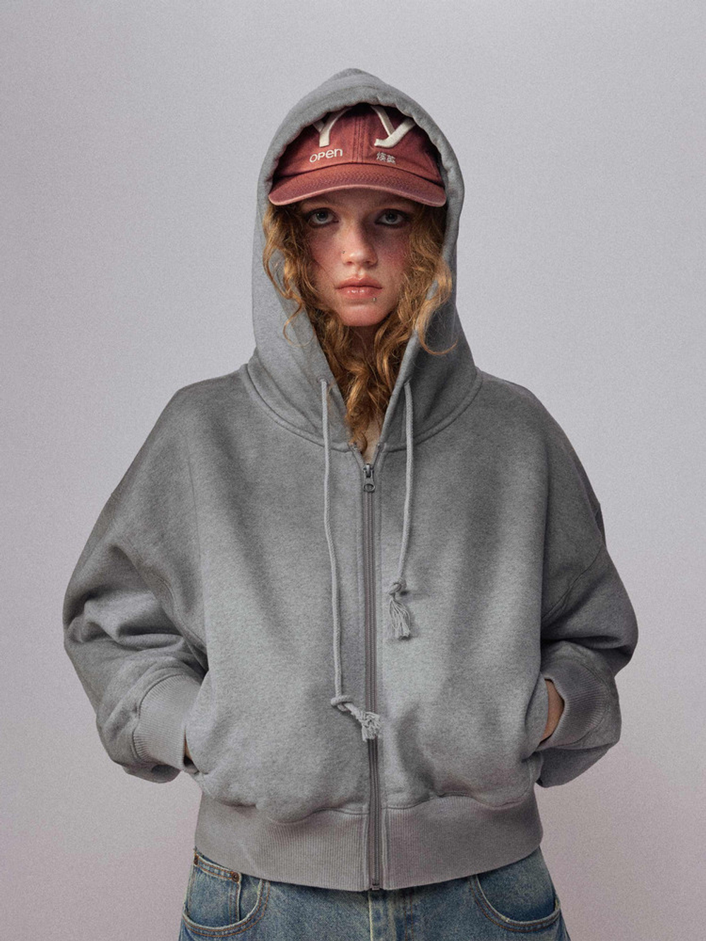 Худи женский Nothomme Monterest vintage washed irregular tie-dye fleece-lined split hoodie