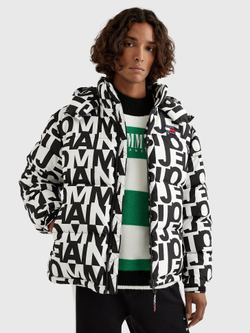 Пуховик Tommy Jeans The Alaska Logo Puffer Jacket Black / White AOP
