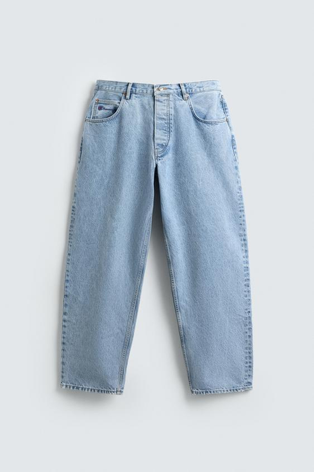 ZARA X CHAMPION ® ДЖИНСЫ СВОБОДНОГО КРОЯ, ГОЛУБОЙ
