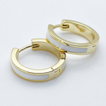 Ювелирные швензы Конго с позолотой, белая эмаль, размер 20 мм, цена за пару