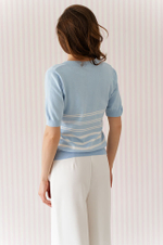 23253 Джемпер женский (голубой / молочный)