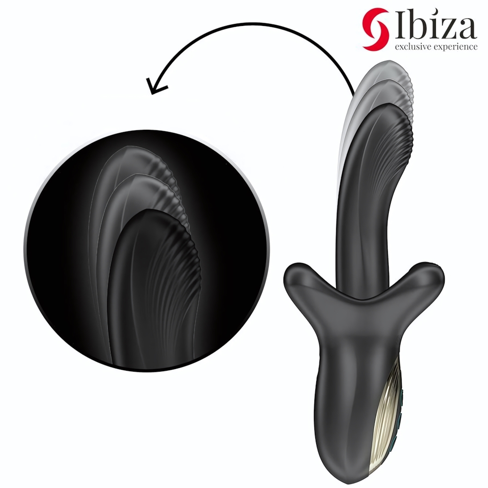 Черный вибратор с эффектом фрикций и посасывания - 23 см.