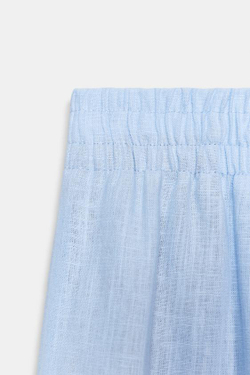 ZARA БРЮКИ ШИРОКОГО КРОЯ ИЗ ЛЬНА, ГОЛУБОЙ