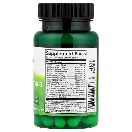 Swanson, Ultimate Probiotic Formula, 30 вегетарианских капсул Embo Ap