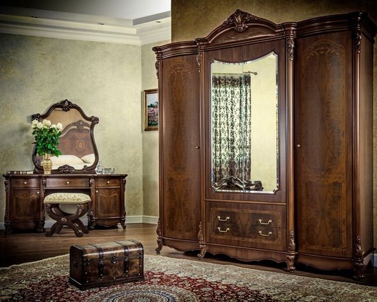 Стол туалетный  ИЛОНА с пуфом и зеркалом караваджо