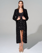 Удлиненный кардиган из премиального твида с вышивкой стеклянным бисером