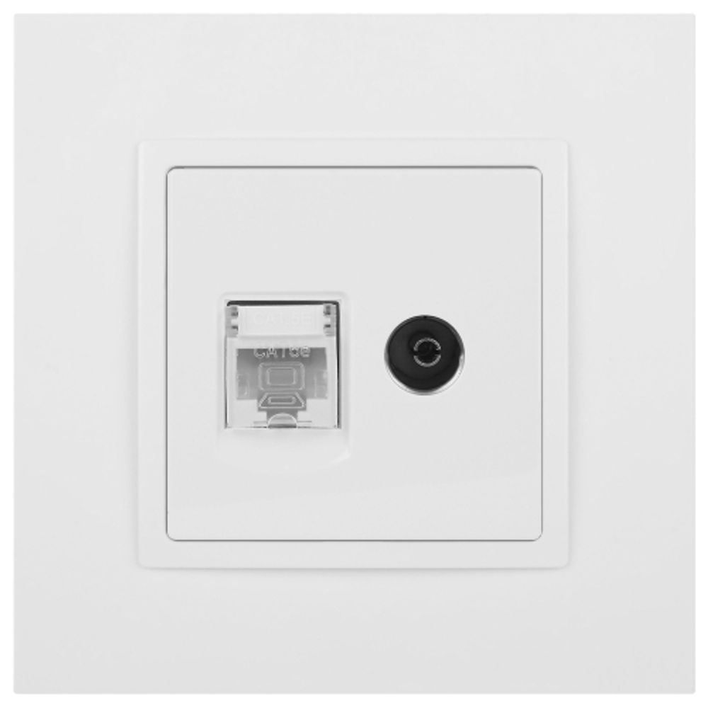 Розетка ЭРА Elegance 14-3110-01М RJ45+TV, белый матовый | Эра Elegance