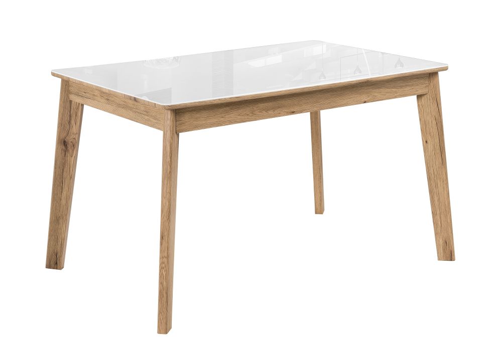 Стеклянный стол Арья 120х80х74 дуб монтана / белый