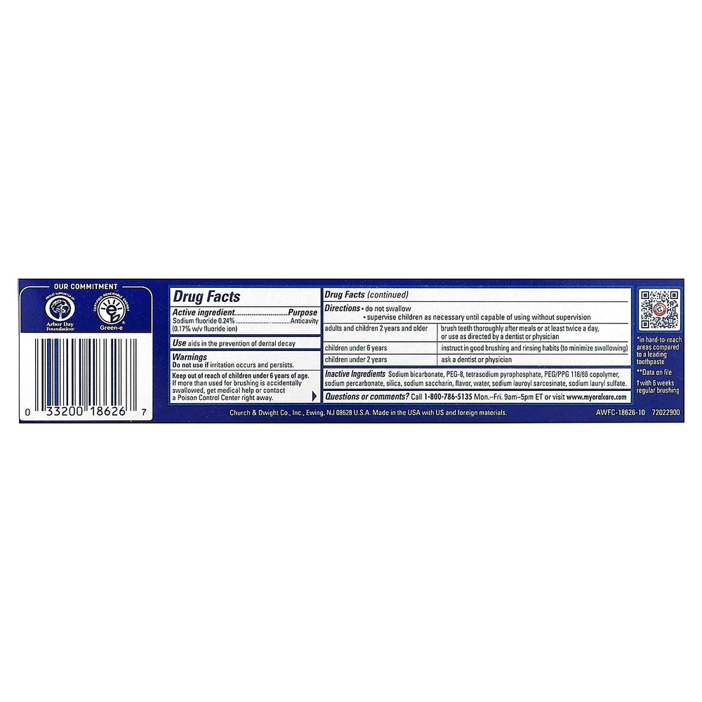 Arm & Hammer, Advance White™, зубная паста с фторидом против кариеса, чистая мята, 170 г (6 унций)