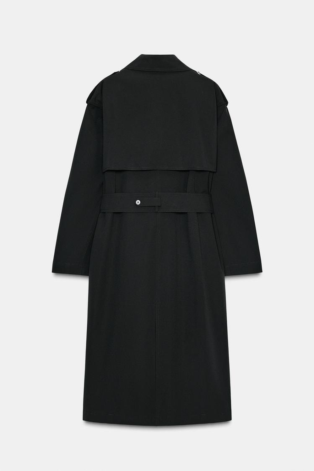 ZARA ДЛИННЫЙ ТРЕНЧ С ПОЯСОМ, ЧЕРНЫЙ