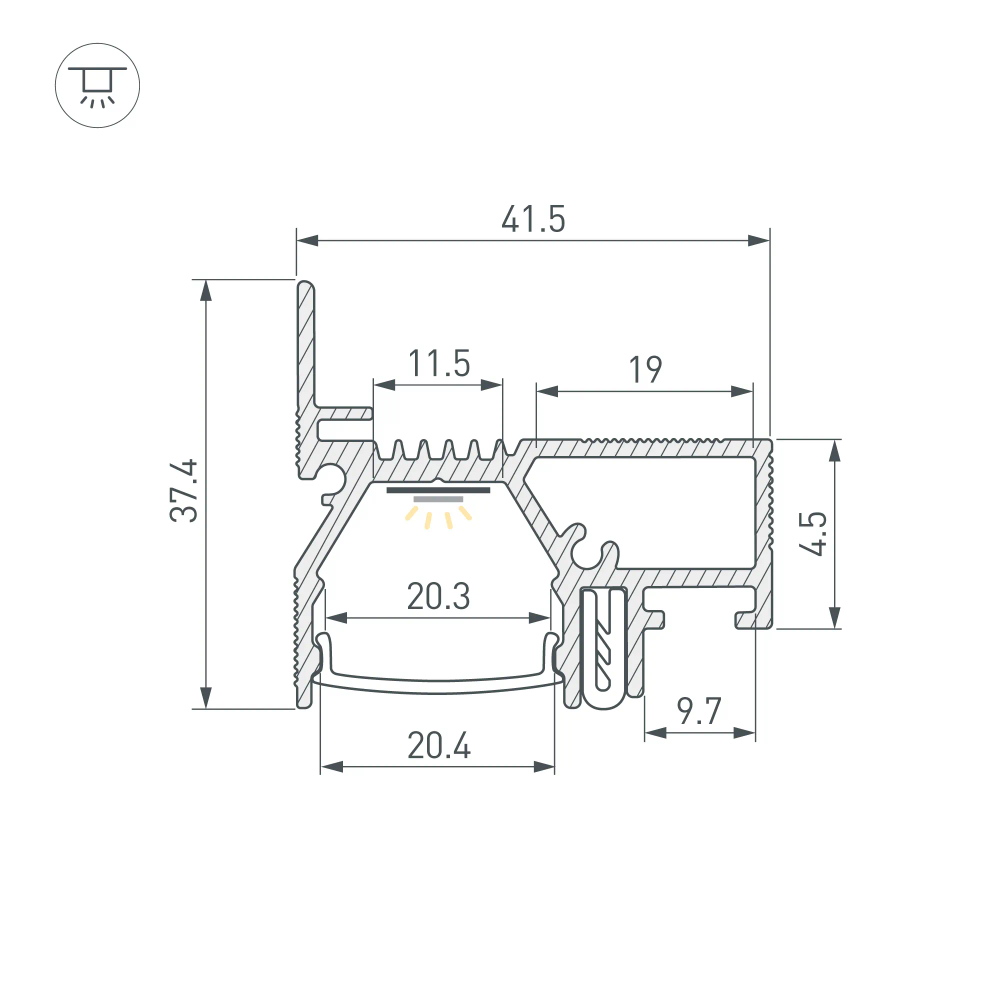 Профиль STRETCH-20-WALL-D-SIDE-2000 BLACK (Arlight, Алюминий) 042947