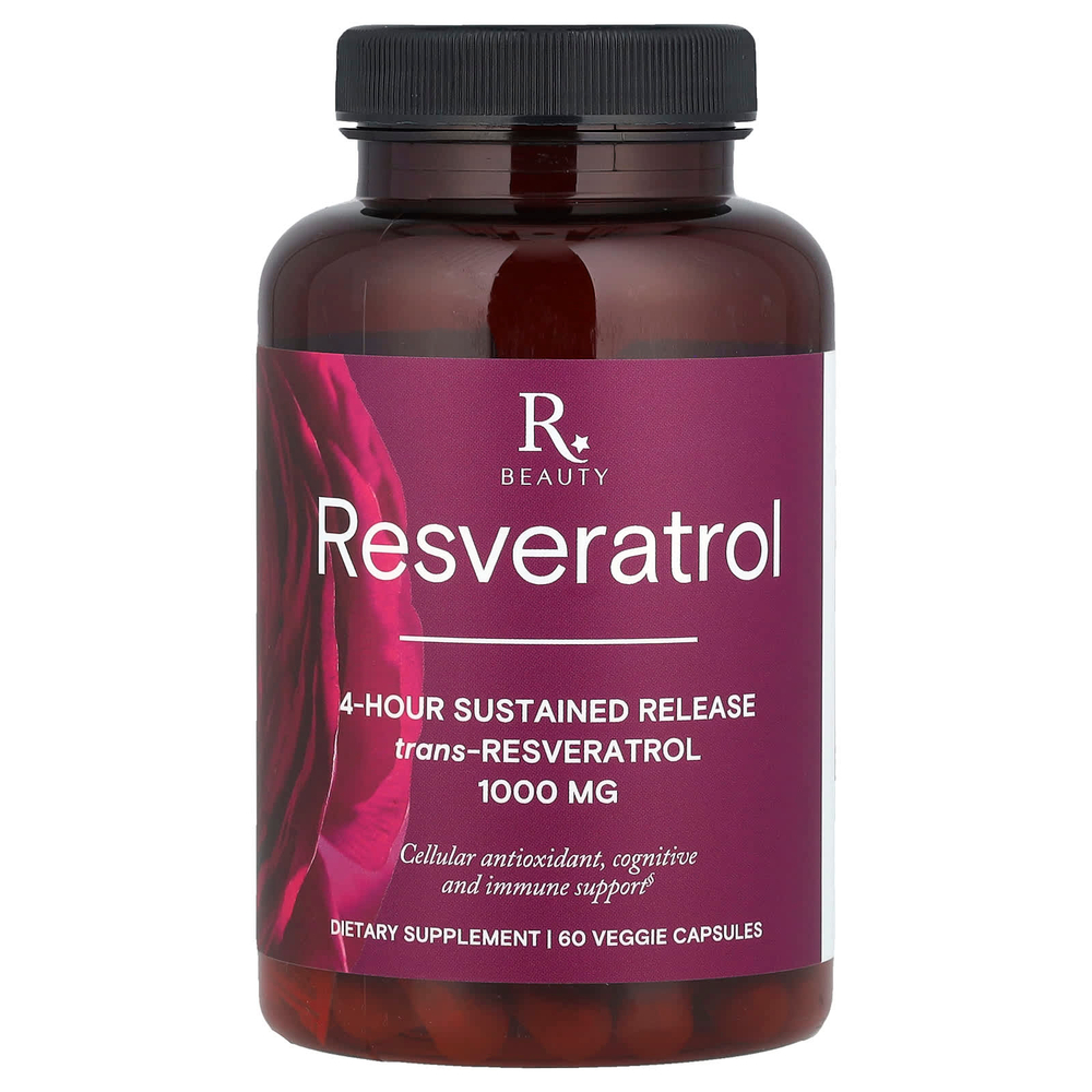 Reserveage Beauty, ресвератрол, 60 растительных капсул