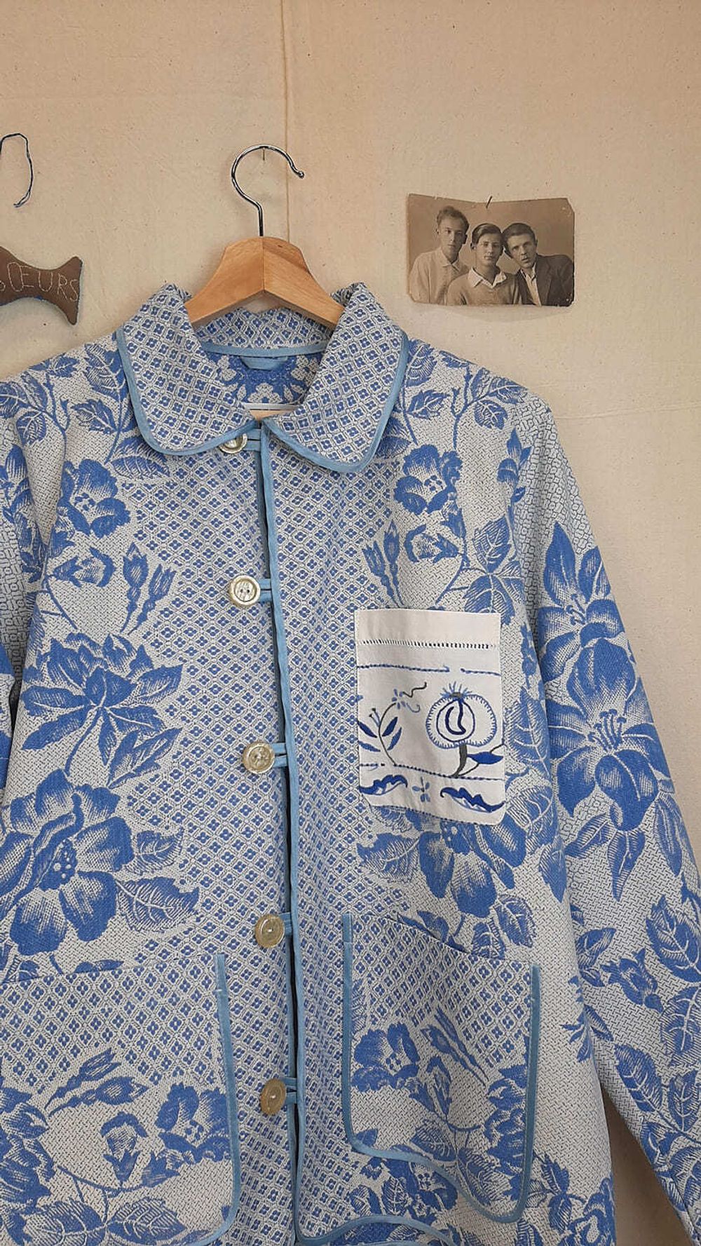 Куртка Soeurs с Расшитым Карманом/Blue Embroidery синяя