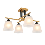 Люстра потолочная 4x40Вт E27, металл/стекло, шампань, белый матовый плафон