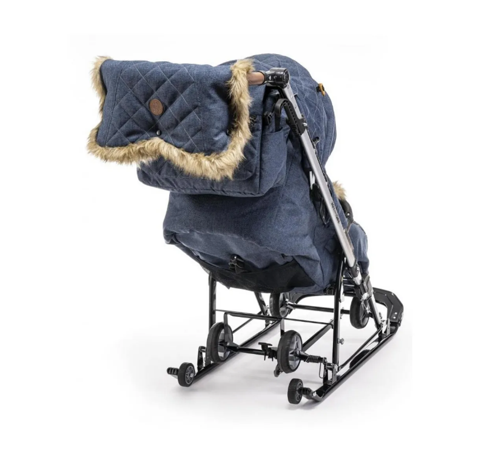 Санки-КОЛЯСКА J1 Joy every day с котятами синий