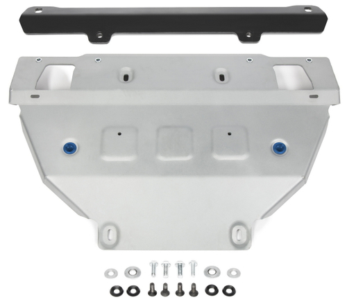 Защита радиатора Rival для Isuzu D-Max II (V - 2.5TD) 2012-2021/Isuzu D-Max II рестайлинг (V - 3.0TD) 2017-2021 (под алюминиевый и штатный бампер), штампованная, алюминий 6 мм, с крепежом, 2333.9110.1.6