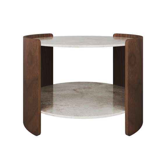 Столик Lagom Stone D 65 см высота 45 см (камень OV, орех)