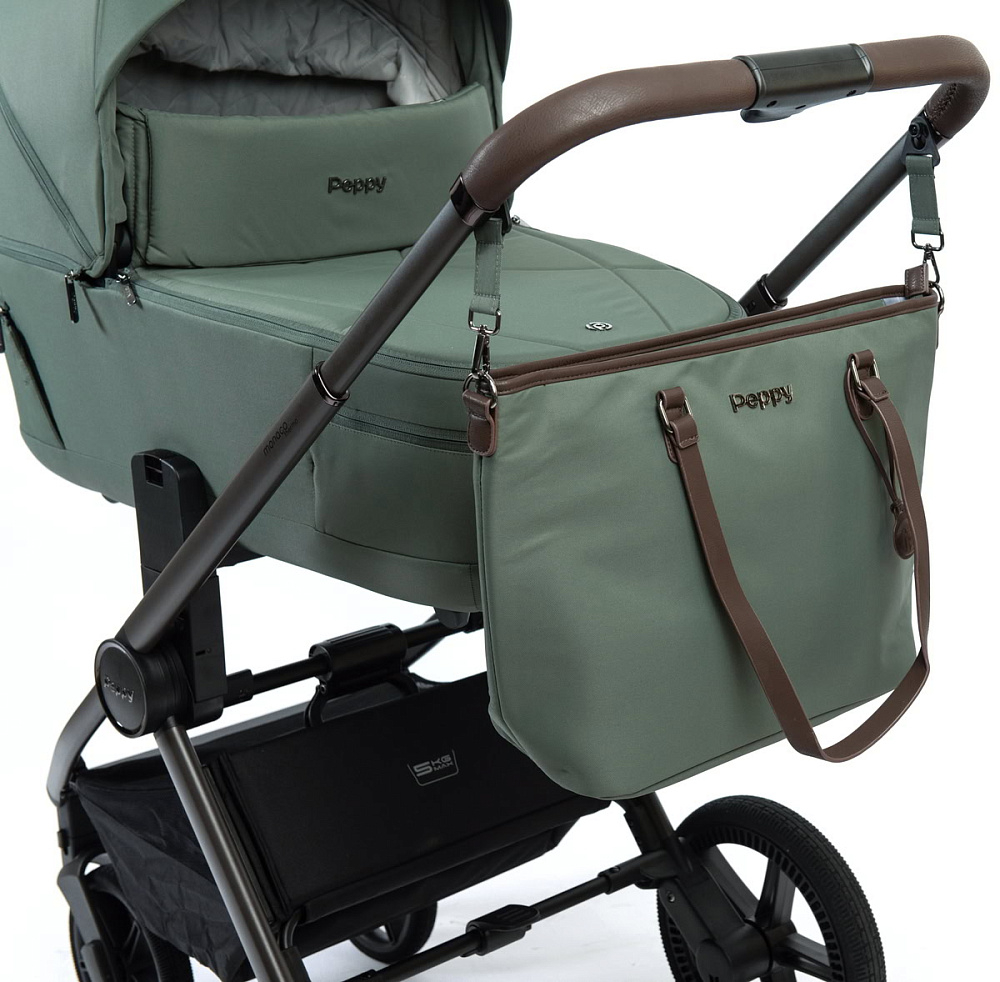 Детская коляска Peppy Monaco Thermo 3 в 1 с автокреслом Rise Milk Green