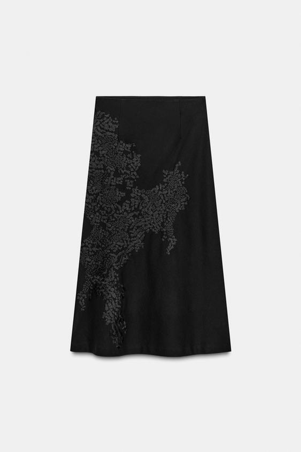 ZARA ДЛИННАЯ ЮБКА С ВЫШИВКОЙ ZW COLLECTION, ЧЕРНЫЙ