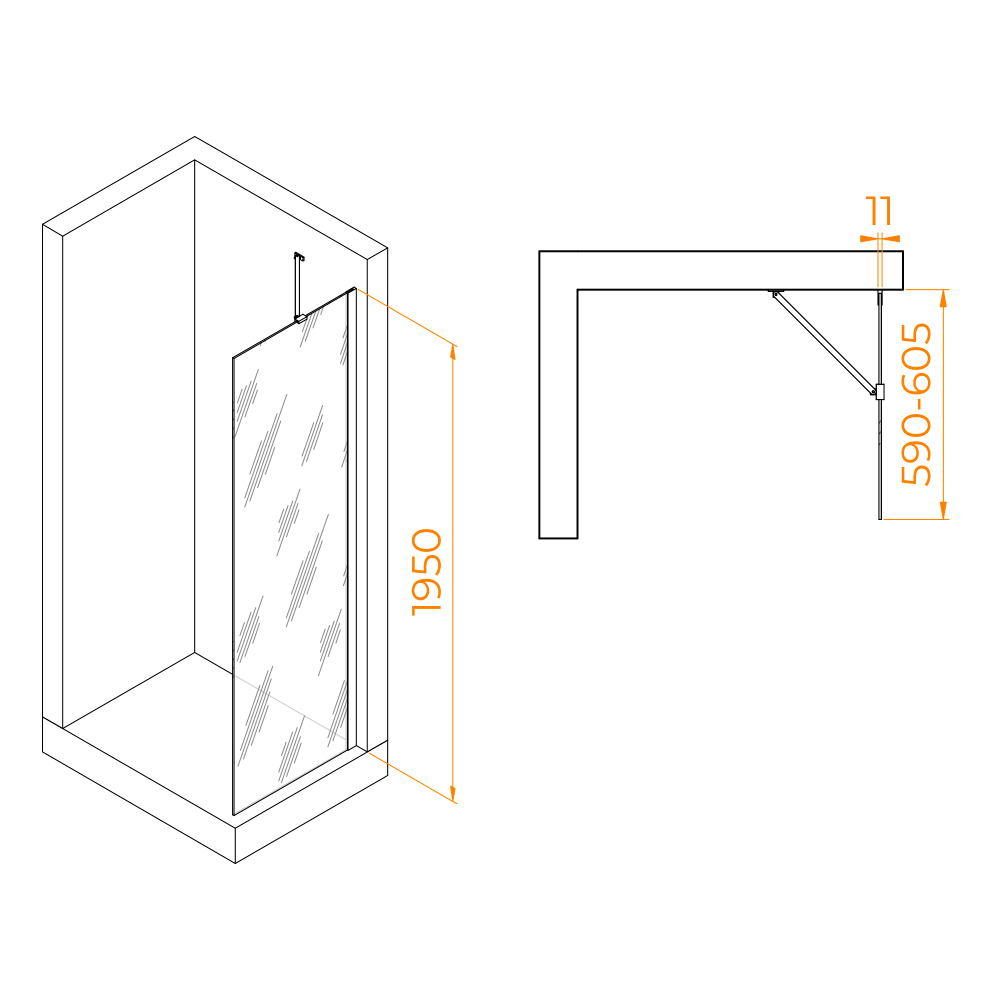 Душевая перегородка RGW WA-102 (Прозрачное, 600)