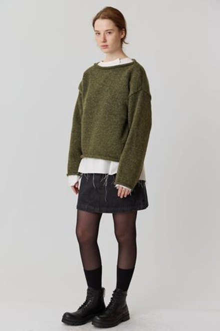 Рыбацкий свитер из шерсти цвета хаки