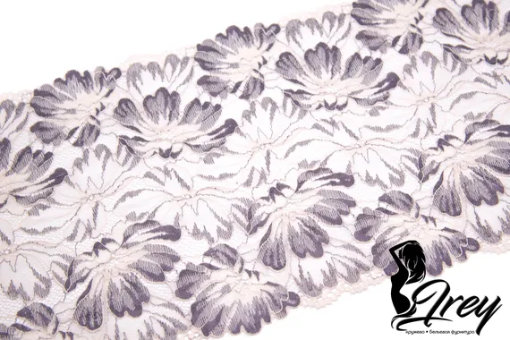 03-213 ОПТ Кружево эластичное 23 см, пион/тауп