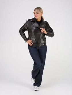 Кожаная куртка демисезонная косуха оверсайз