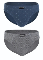 Комплект из двух трусов-слипов с принтом - синих и серых (Размер: XXL) (Цвет: синий с серым)