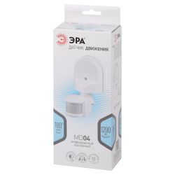 Датчик движения ЭРА MD 04 настенный 1200 Вт 12м IP44