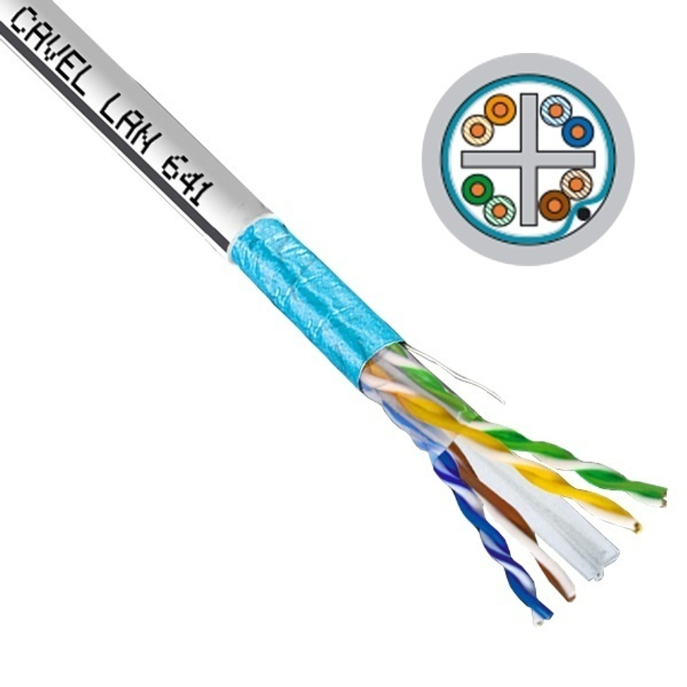 Кабель витая пара экранированный F/UTP 4х2хAWG23 cat 6 PVC [200м] LAN 641 NE Cavel (провод для интернета) LAN 641 NE