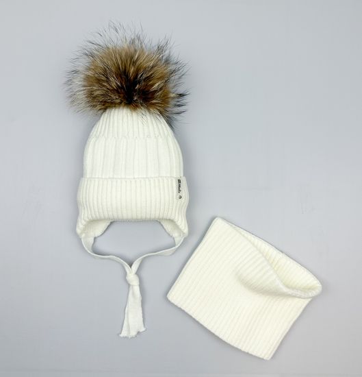 Шапка зимняя со снудом, Молочная