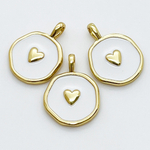 Подвеска Сердце, цвет золото+белый, размер 18*14 мм, цена за 1 шт