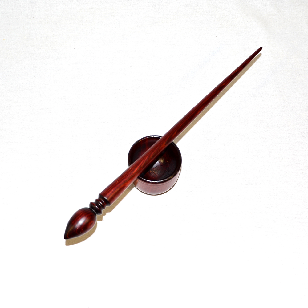 Деревянное опорное веретено для прядения с основанием из древесины сосна 290мм. B9