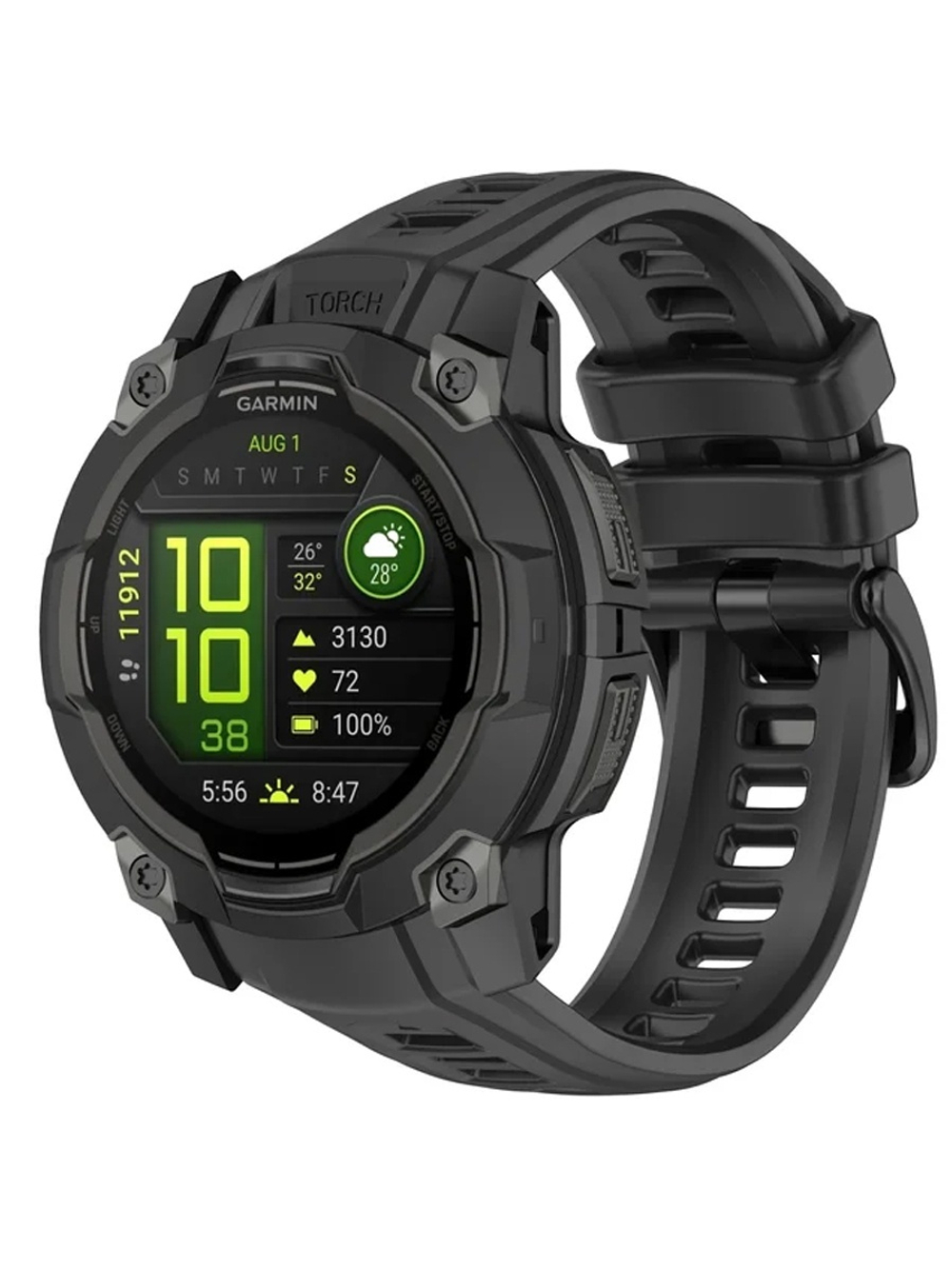 Ремешок для Garmin Instinct 3 (45) силиконовый ширина 22 мм оригинальное крепление (Черный)