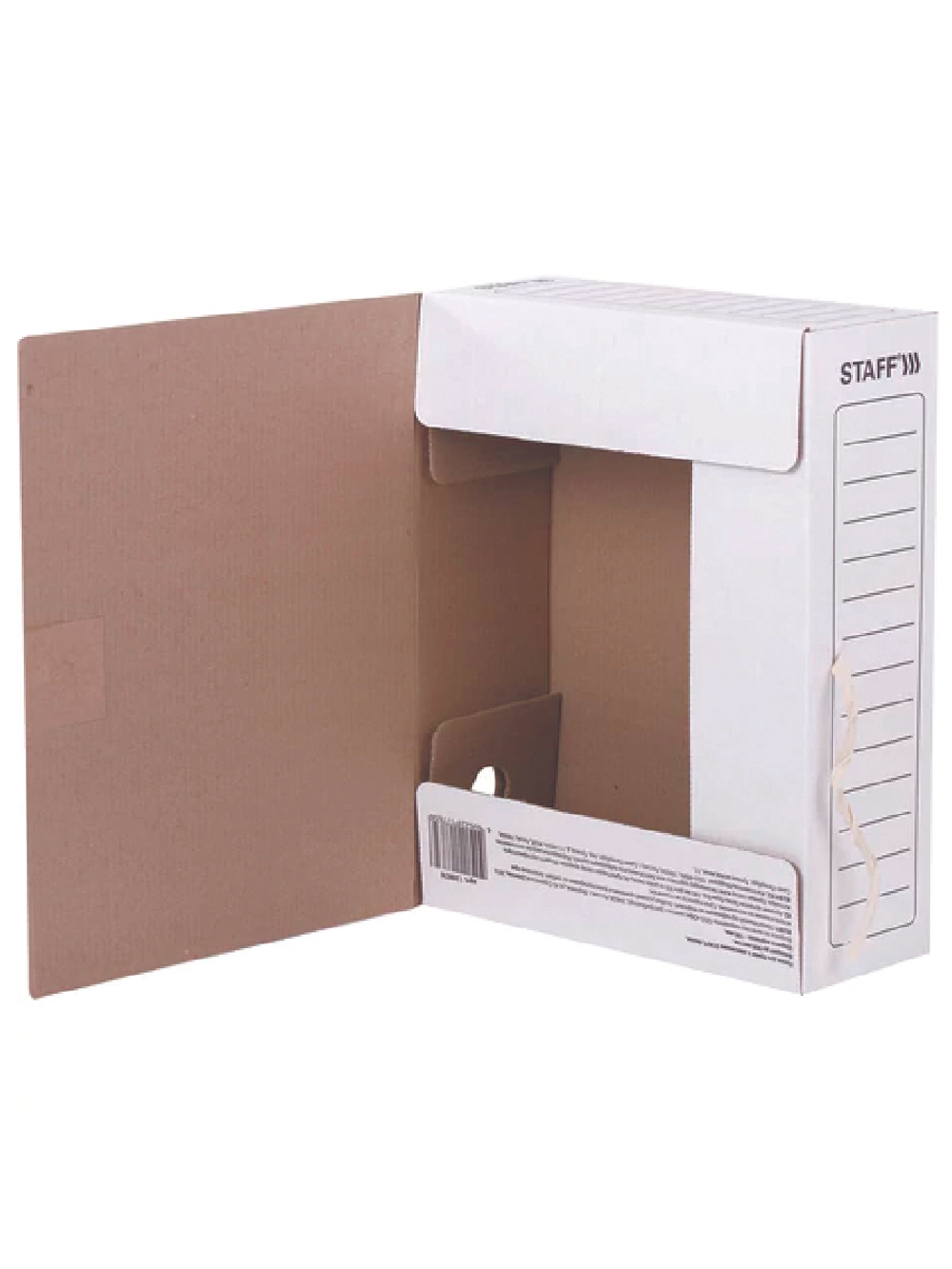 Папка архивная с завязками А4 (325х250 мм), 100 мм, до 900 листов, микрогофрокартон, БЕЛАЯ