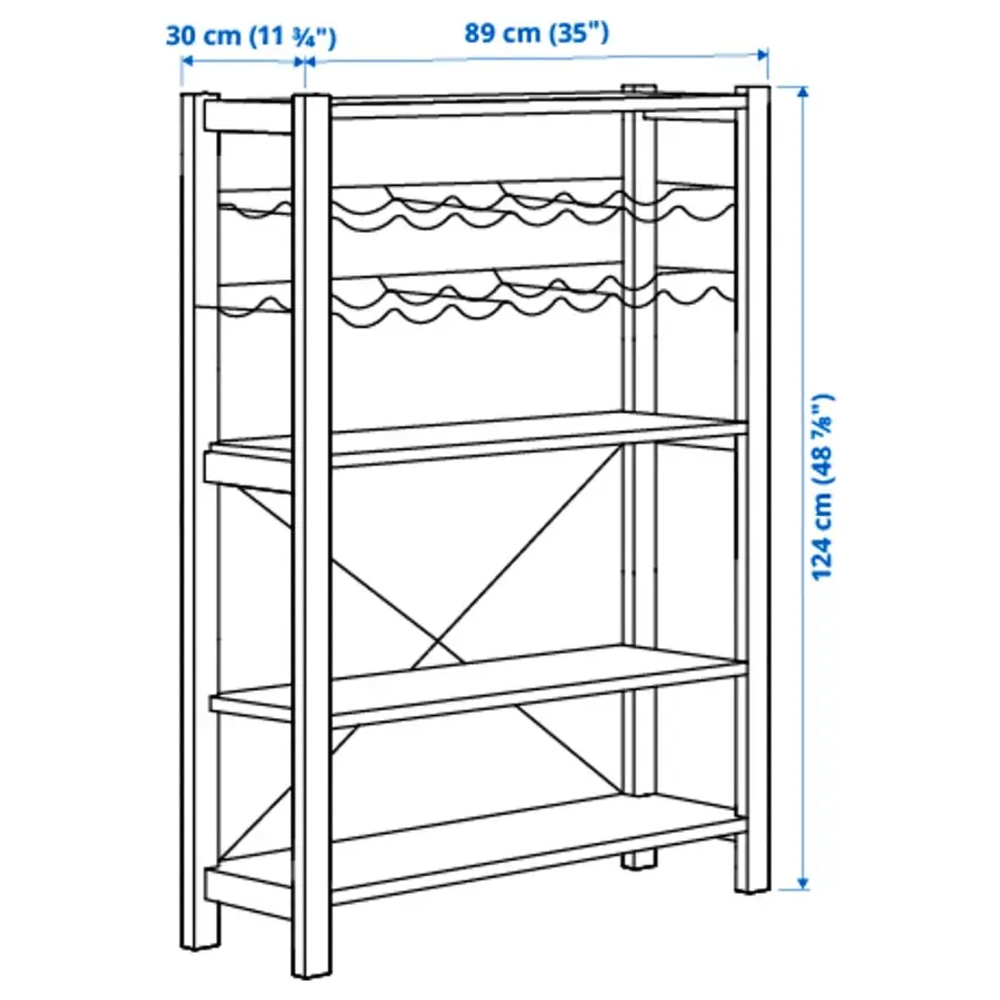 Стеллаж для бутылок - IKEA IVAR, 89х30х124 см, сосна/серый, ИВАР ИКЕА