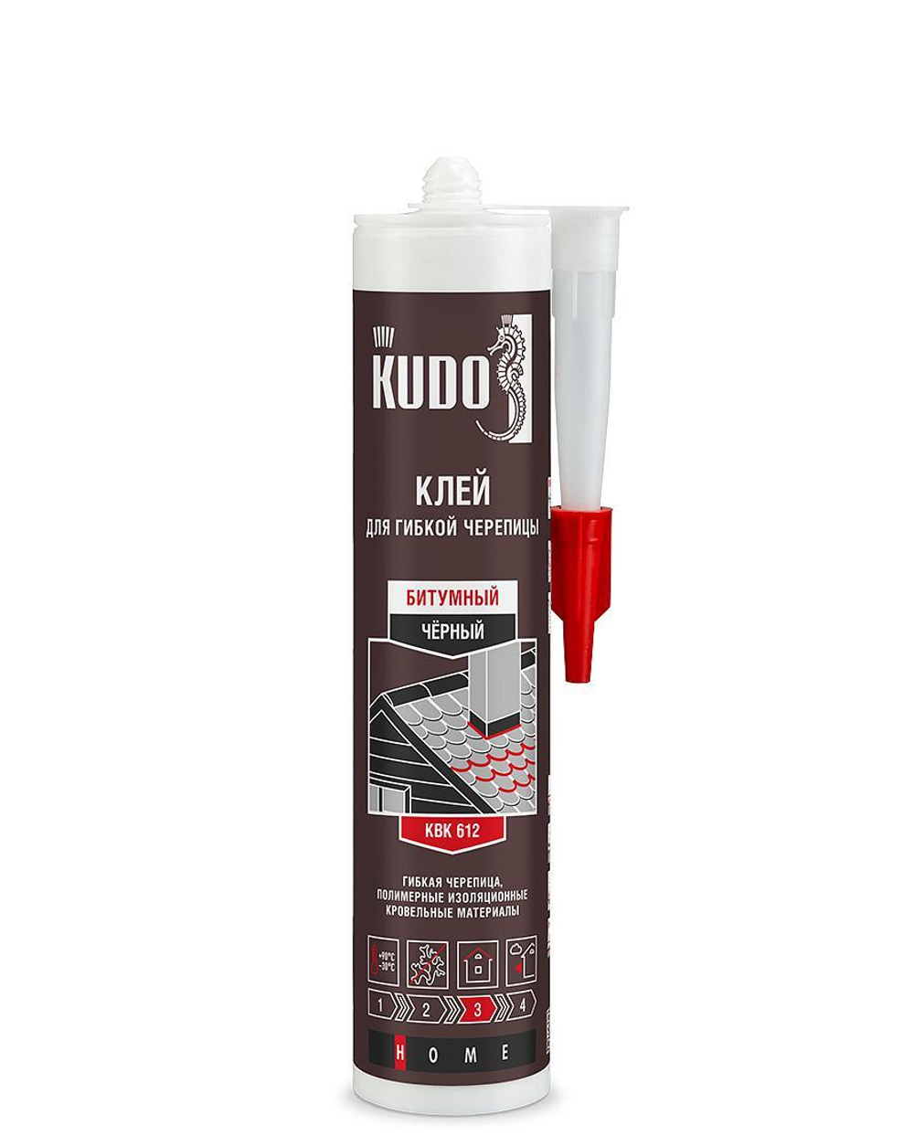 Клей KUDO HOME KBK-612 битумный для гибкой кровли, черный, 280 мл