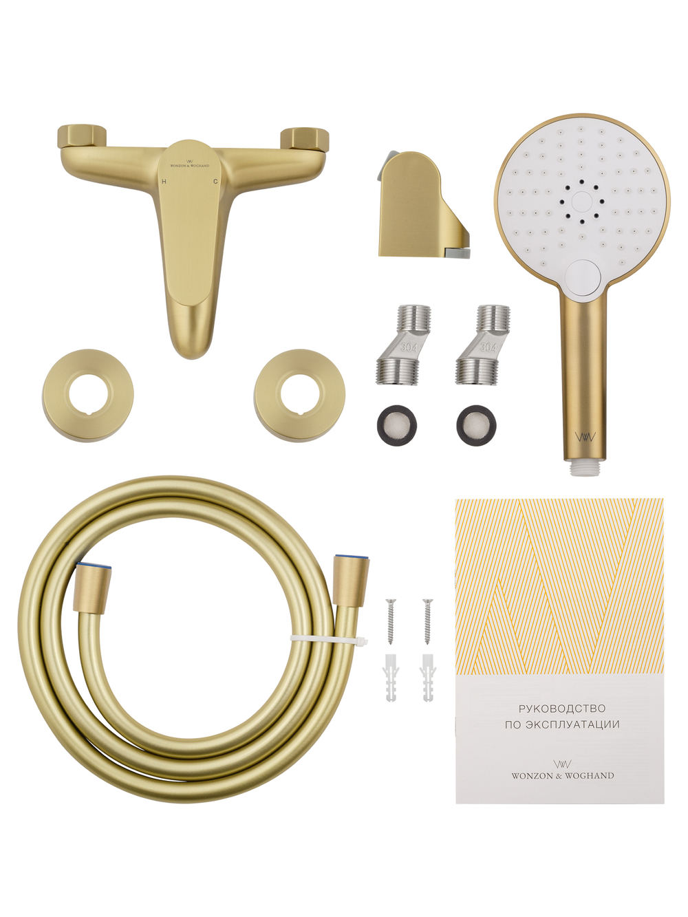 Смеситель для ванны с душем WONZON & WOGHAND ALFA, Брашированное золото (WW-AE3204-BG)